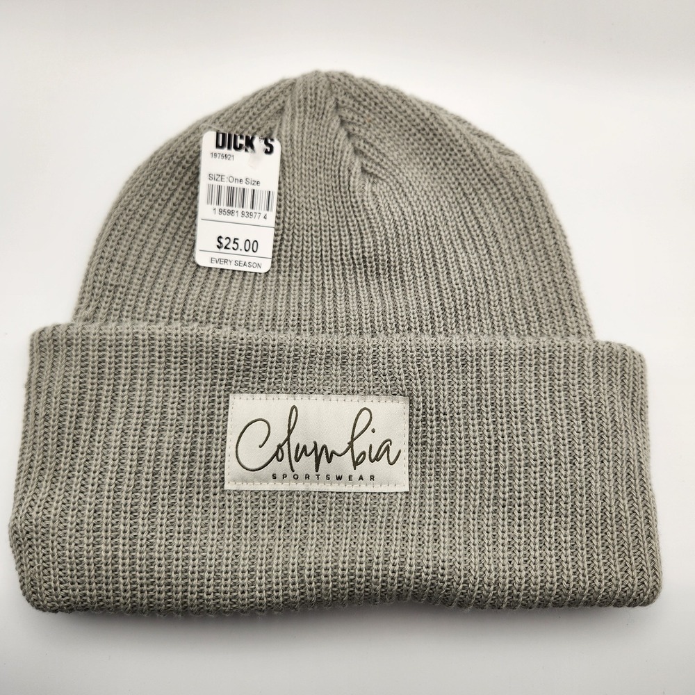 Columbia Lost Lager Recycled Beanie Cursive Patch Green Unisex NWT